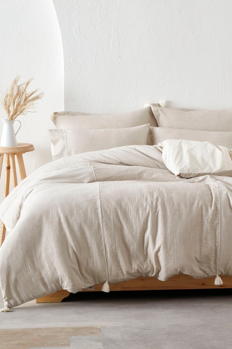 Doga Dobbelt Sengetøy - Muslin - Økologisk Bomull - Elegant Beige | lalaloom.no - LALALOOM