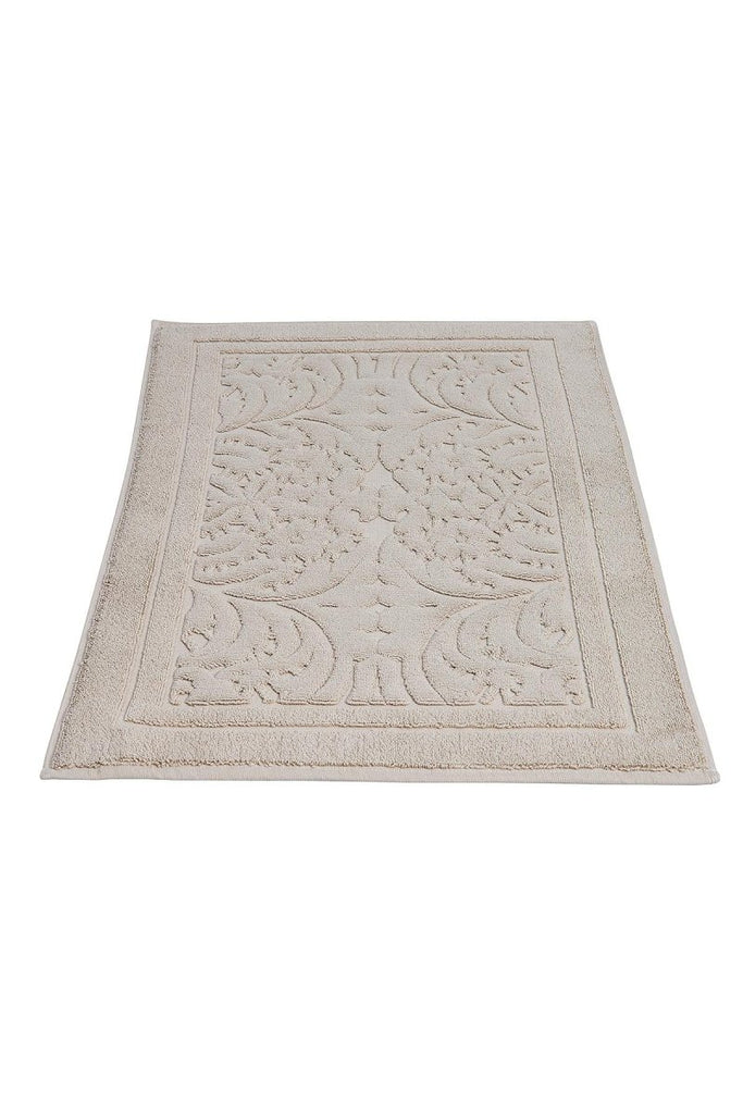 Elenora Jacquard Badematte - Økologisk Bomull - 50x80 cm - Beige - Grå | lalaloom.no - LALALOOM