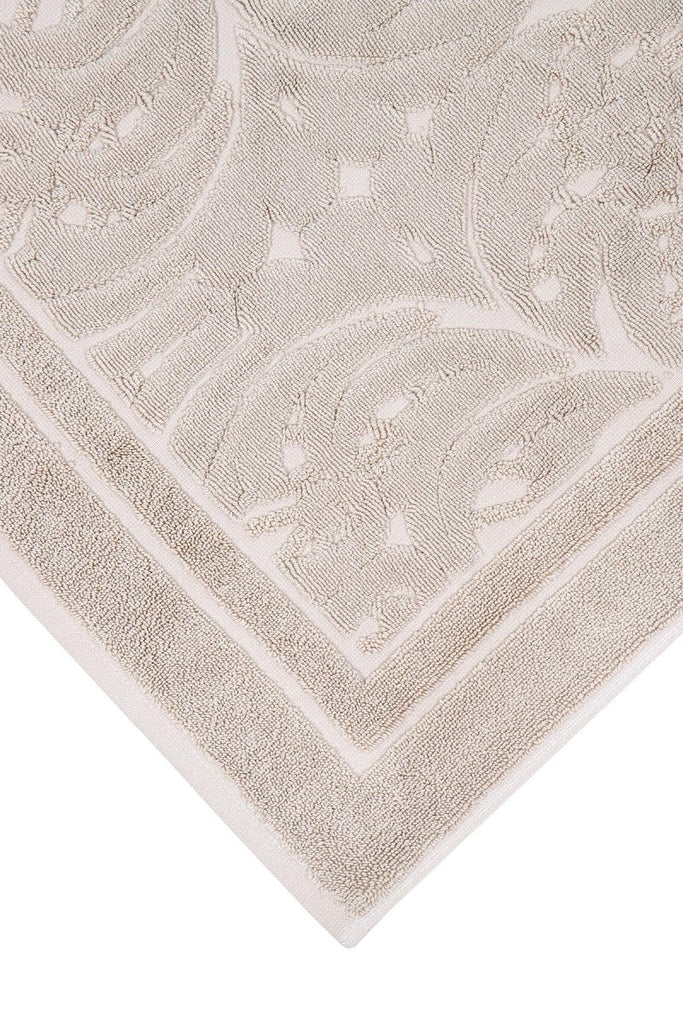 Elenora Jacquard Badematte - Økologisk Bomull - 50x80 cm - Beige - Grå | lalaloom.no - LALALOOM