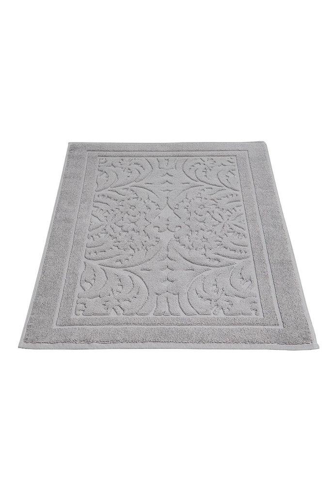 Elenora Jacquard Badematte - Økologisk Bomull - 50x80 cm - Beige - Grå | lalaloom.no - LALALOOM