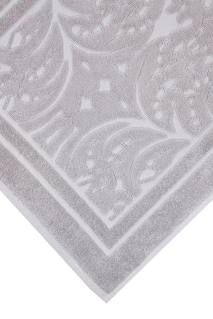 Elenora Jacquard Badematte - Økologisk Bomull - 50x80 cm - Beige - Grå | lalaloom.no - LALALOOM