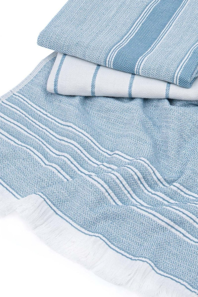 Elis 3 - delers Kjøkkenhåndklær - Økologisk Bomull - 40x60 cm - Lysblå Krem - lalaloom.no - LALALOOM
