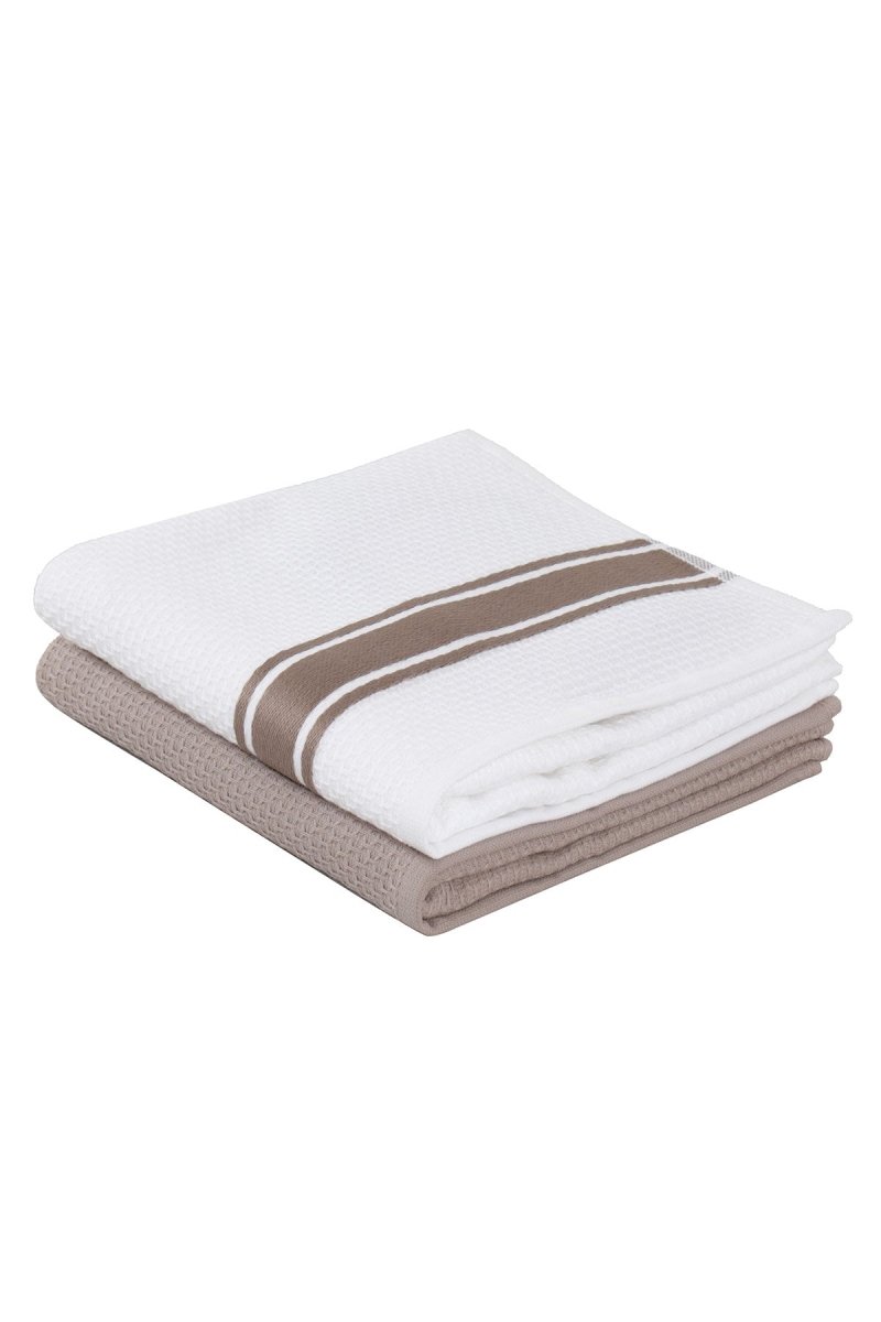 Elvin 2 - delers Kjøkkenhåndklær - Økologisk bomull - 40x60 cm - Beige Krem | lalaloom.no - LALALOOM