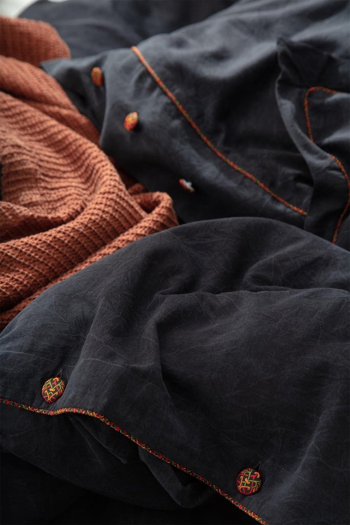 Havin Dobbelt Sengetøy - Sateng - Økologisk Bomull - Antrasitt | lalaloom.no - LALALOOM