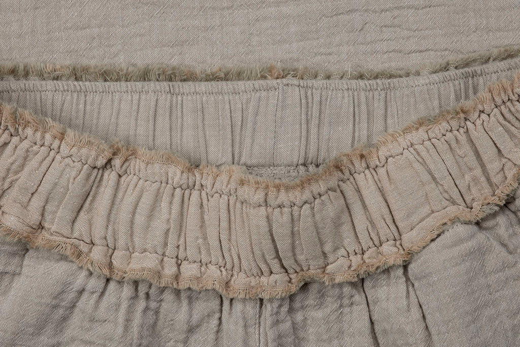 Melsa Muslin 3 - delt Pyjamas Sett for Dame – Shorts, Morgenkåpe – Økologisk Bomull | Beige | Lalaloom.no - LALALOOM