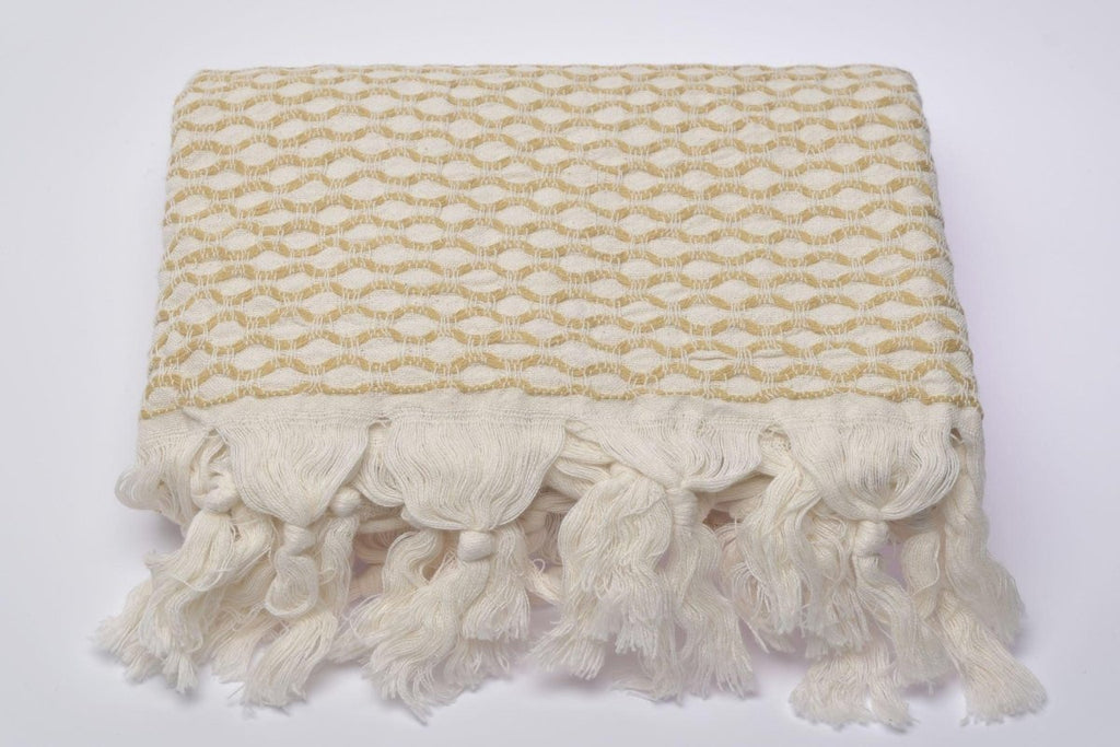 Honeycomb Håndkle i Bomull - Sennep - LALALOOM