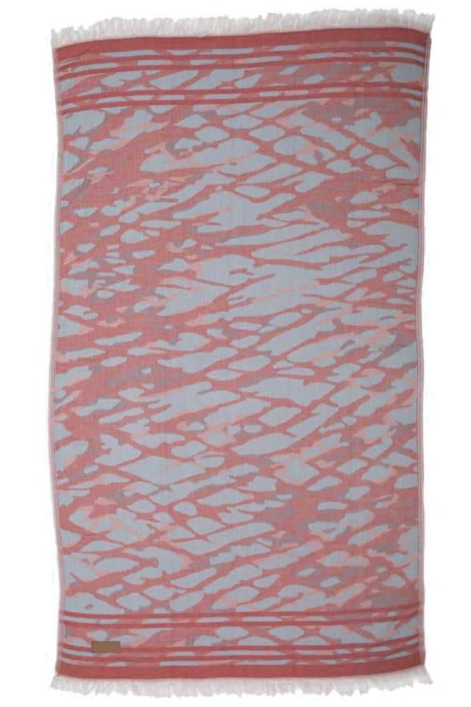 Abstrakt Håndkle - Bomull - Korall Rød | lalaloom.no - LALALOOM
