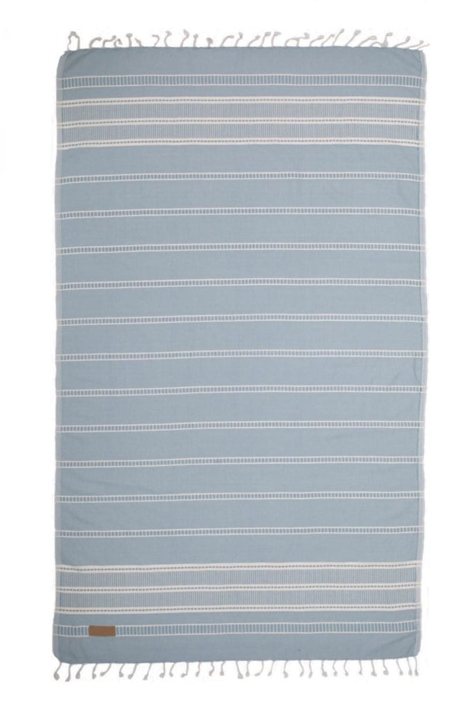 Blått stripete bomullshåndkle – sandfritt og hurtigtørkende (Lalaloom)