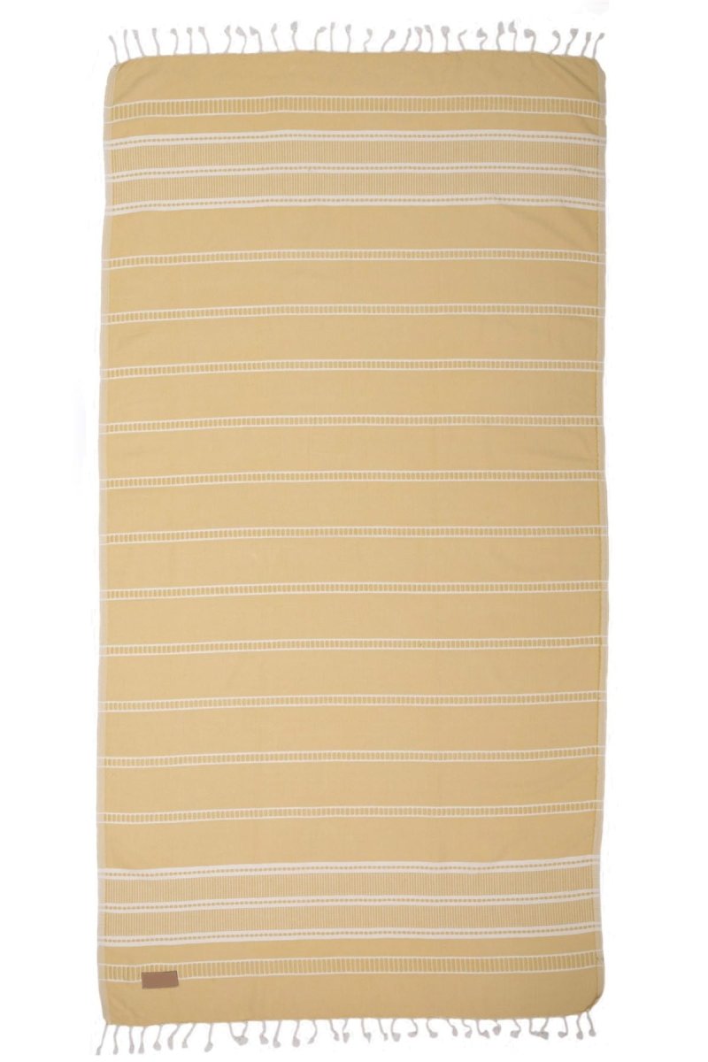 Chic Stripe Håndkle i Bomull – Gul - LALALOOM