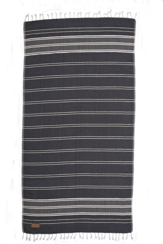 Svart stripete håndkle i bomull – sandfritt og slitesterkt fra Lalaloom