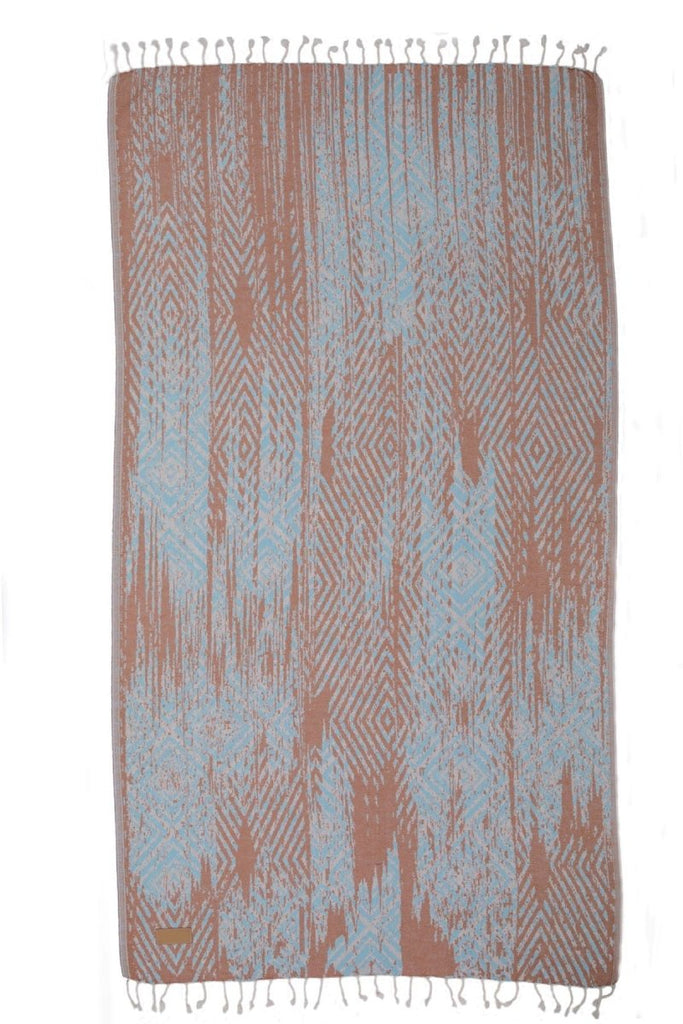 Rustikk Håndkle i Bomull – Terracotta & Turkis - LALALOOM