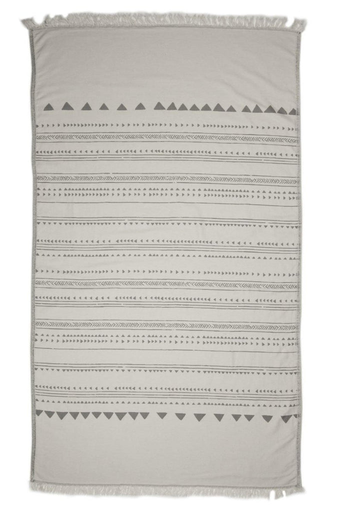 Grått Triangel Striper håndkle i bomull – hurtigtørkende, sandfritt og økologisk